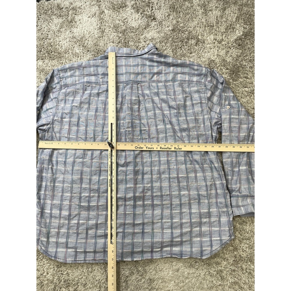 Tommy Bahama Jeans Shirt Mens 2XB Blue Plaid 100% Cotton Long Sleeve Casual - Picture 10 of 11